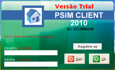 Tela de login do Desktop